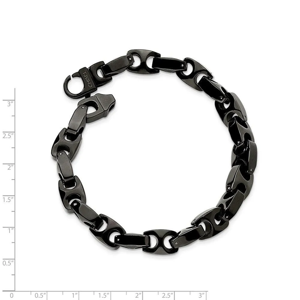 Chisel Jewelry Tungsten Black IP-plated 9in Bracelet
