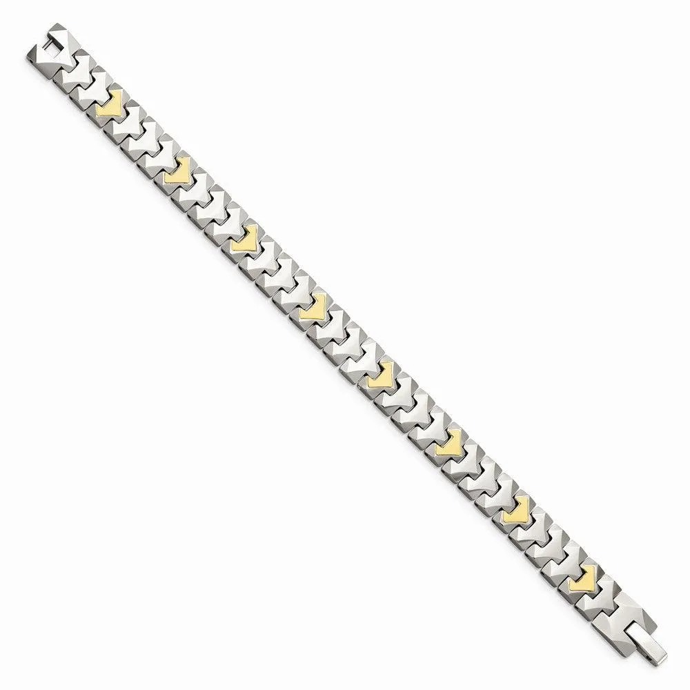 Chisel Jewelry Tungsten w/10k Polished Chevron Style Bracelet