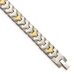 Chisel Jewelry Tungsten w/10k Polished Chevron Style Bracelet