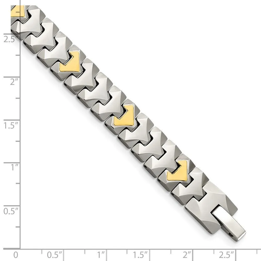 Chisel Jewelry Tungsten w/10k Polished Chevron Style Bracelet