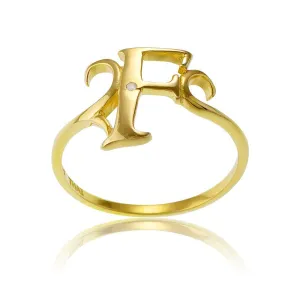 Classic Jewelry Sterling Silver 1 Micron GP Single CZ "F" Ring - W-9519