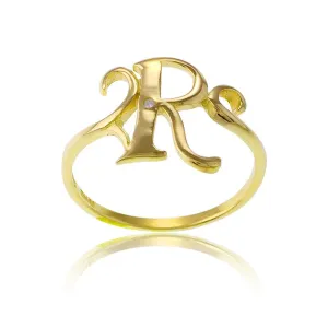Classic Jewelry Sterling Silver 1 Micron GP Single CZ "R" Ring - W-9528