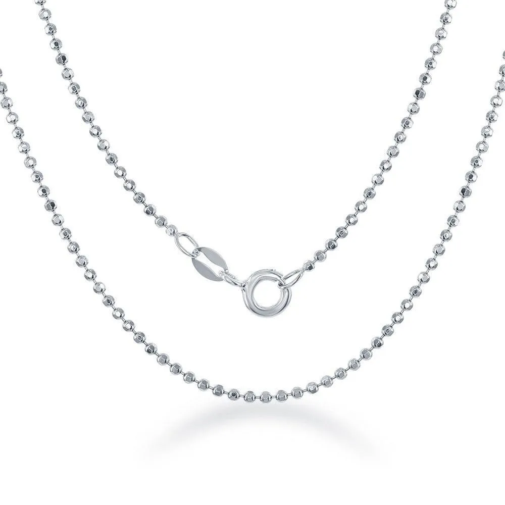 Classic Jewelry Sterling Silver 1.5mm Diamond Cut Bead Chain, 18"