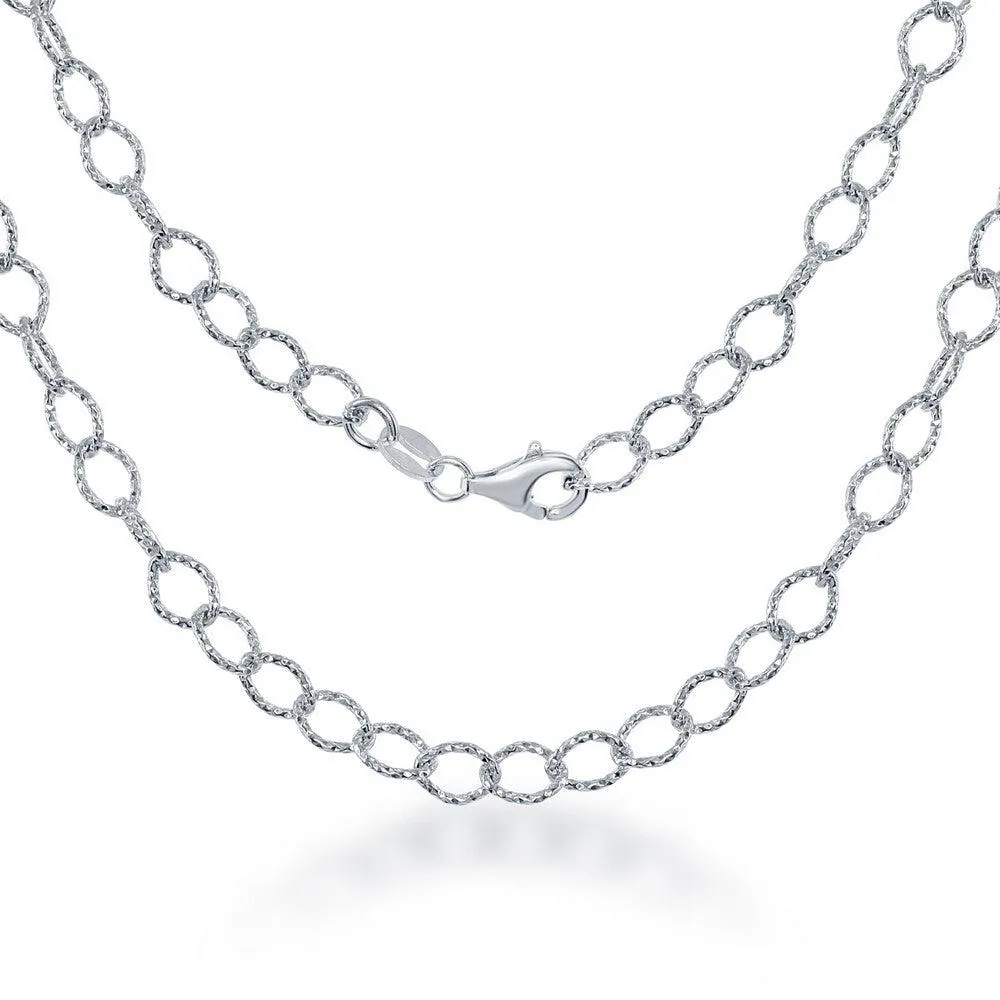 Classic Jewelry Sterling Silver 4.8mm Diamond Cut Rolo Link Chain, 30"