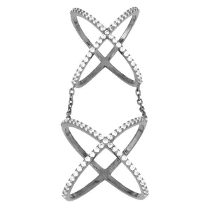Classic Jewelry Sterling Silver Black Rhodium CZ Double-X Style Ring - W-9979