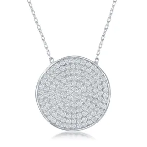 Classic Jewelry Sterling Silver Center Round Cubic Zirconia Necklace