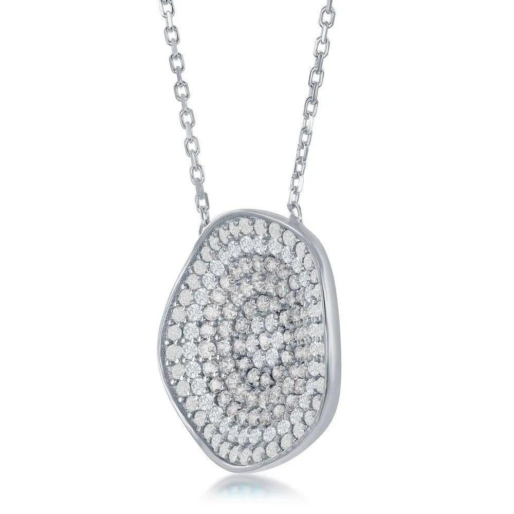 Classic Jewelry Sterling Silver Center Round Cubic Zirconia Necklace