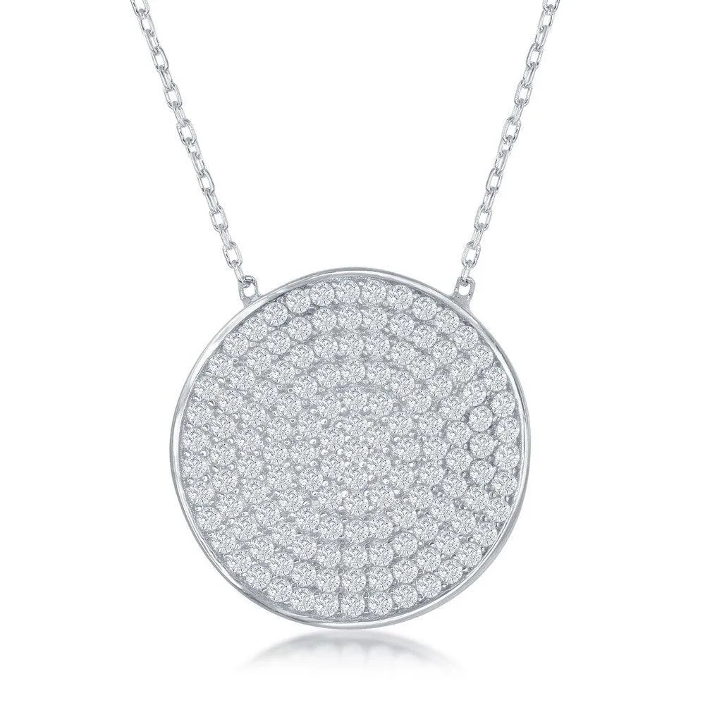Classic Jewelry Sterling Silver Center Round Cubic Zirconia Necklace
