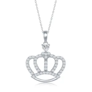 Classic Jewelry Sterling Silver Crown Cubic Zirconia Necklace