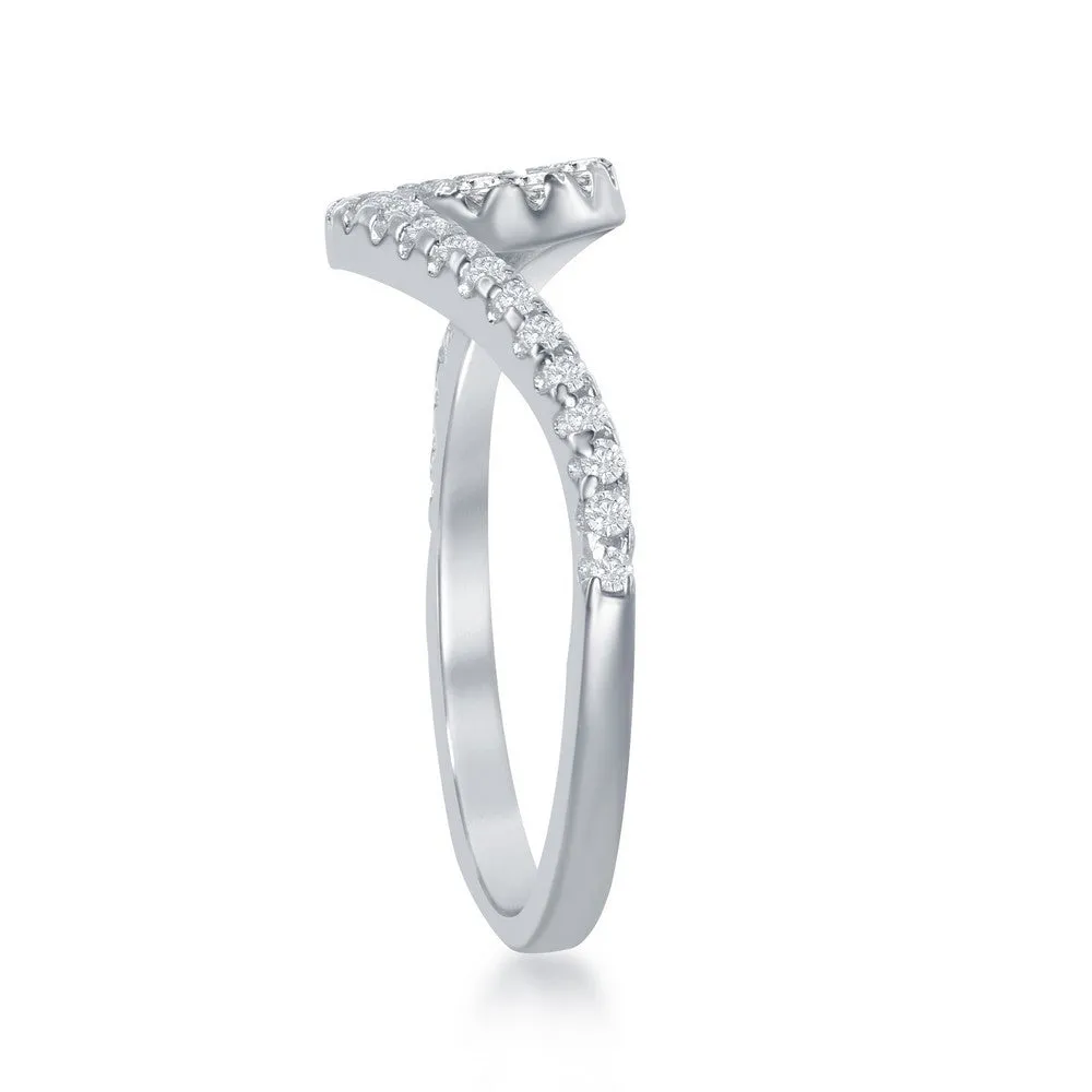 Classic Jewelry Sterling Silver Cubic Zirconia Wave Design Ring - W-1885