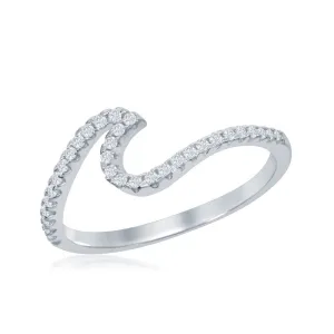 Classic Jewelry Sterling Silver Cubic Zirconia Wave Design Ring - W-1885