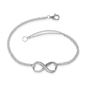 Classic Jewelry Sterling Silver Double Strand Half White Topaz Infinity Bracelet
