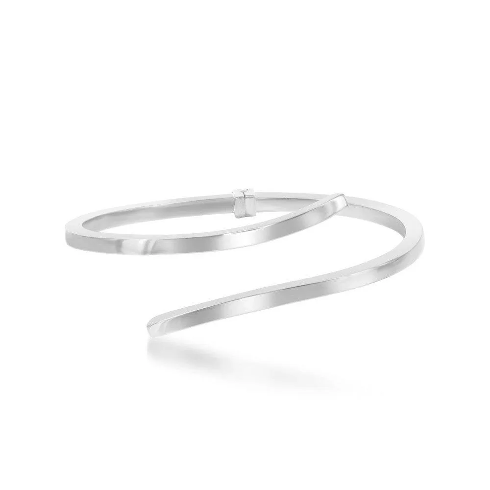 Classic Jewelry Sterling Silver Double Wave Design Bangle