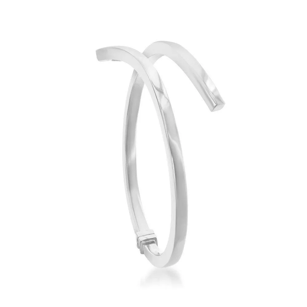 Classic Jewelry Sterling Silver Double Wave Design Bangle