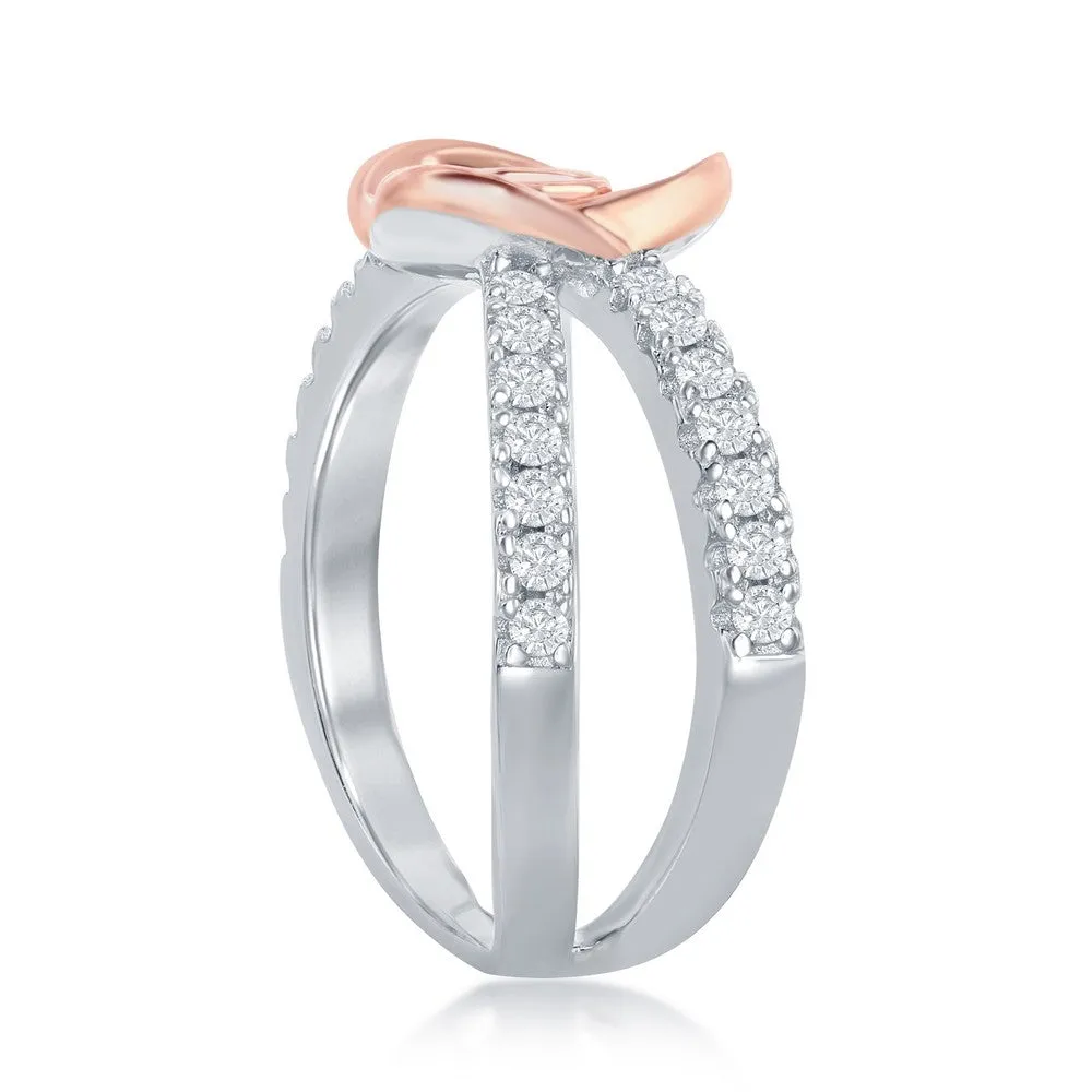 Classic Jewelry Sterling Silver Flower Micro Pave Open Band Ring - W-2034