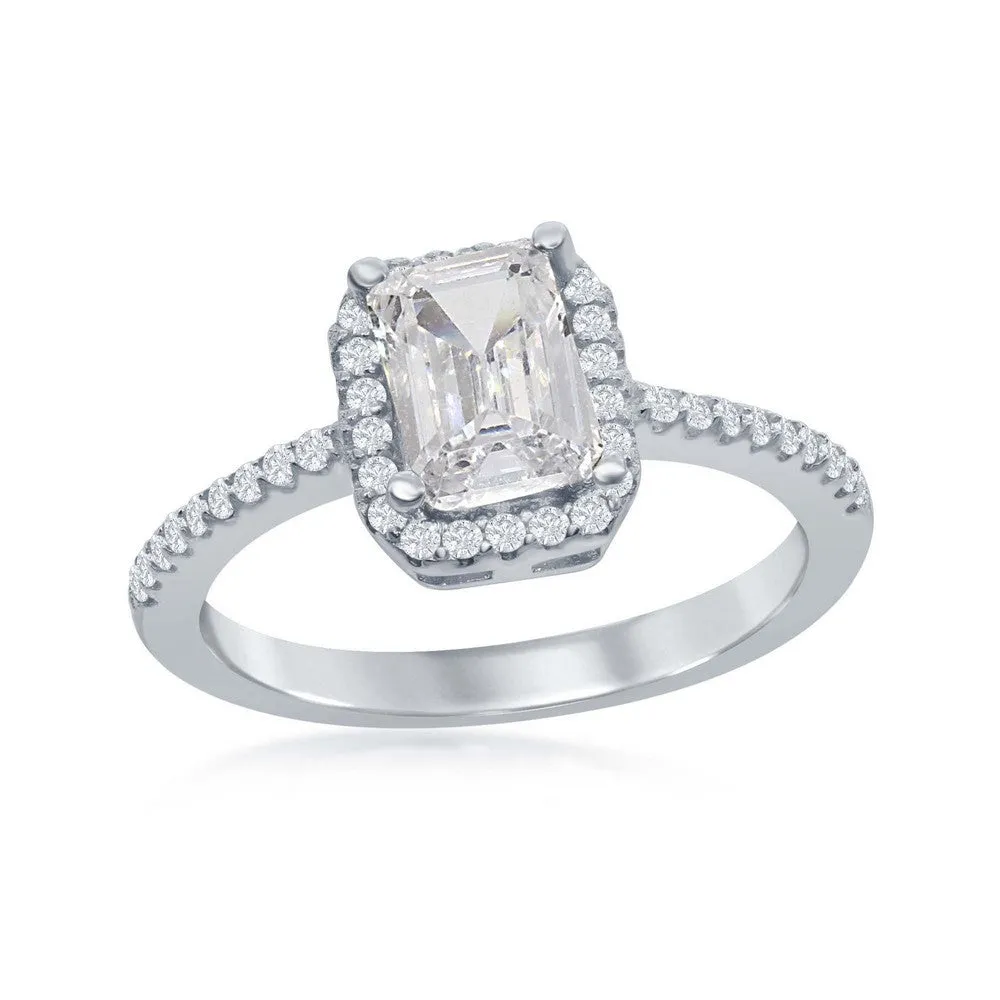 Classic Jewelry Sterling Silver Four-Prong White CZ Ring - W-1880
