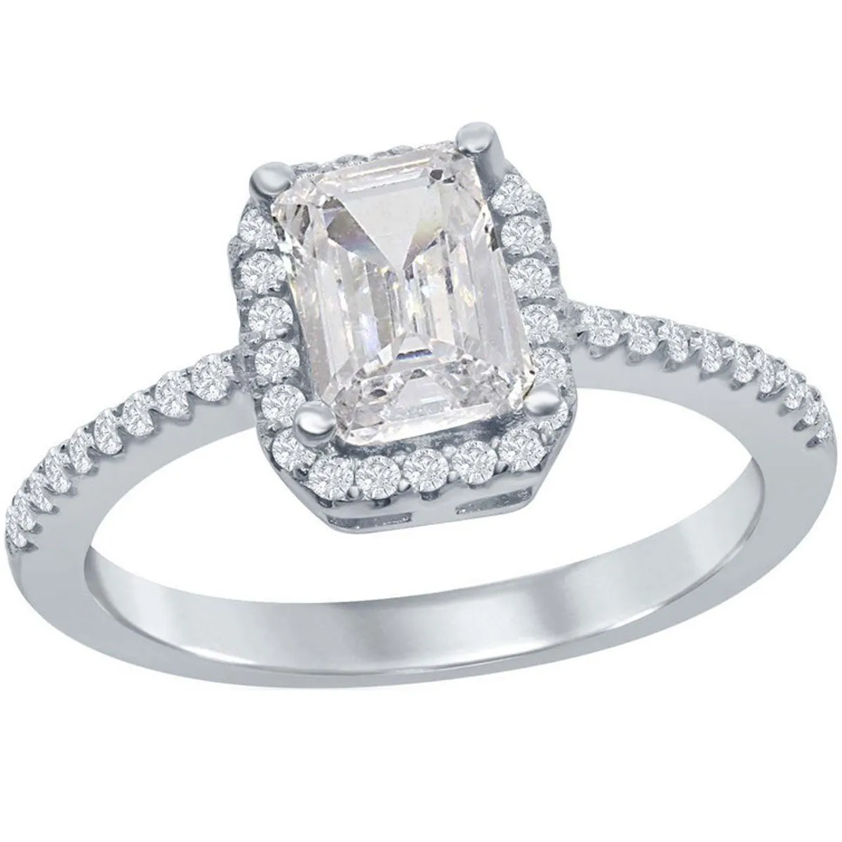 Classic Jewelry Sterling Silver Four-Prong White CZ Ring - W-1880