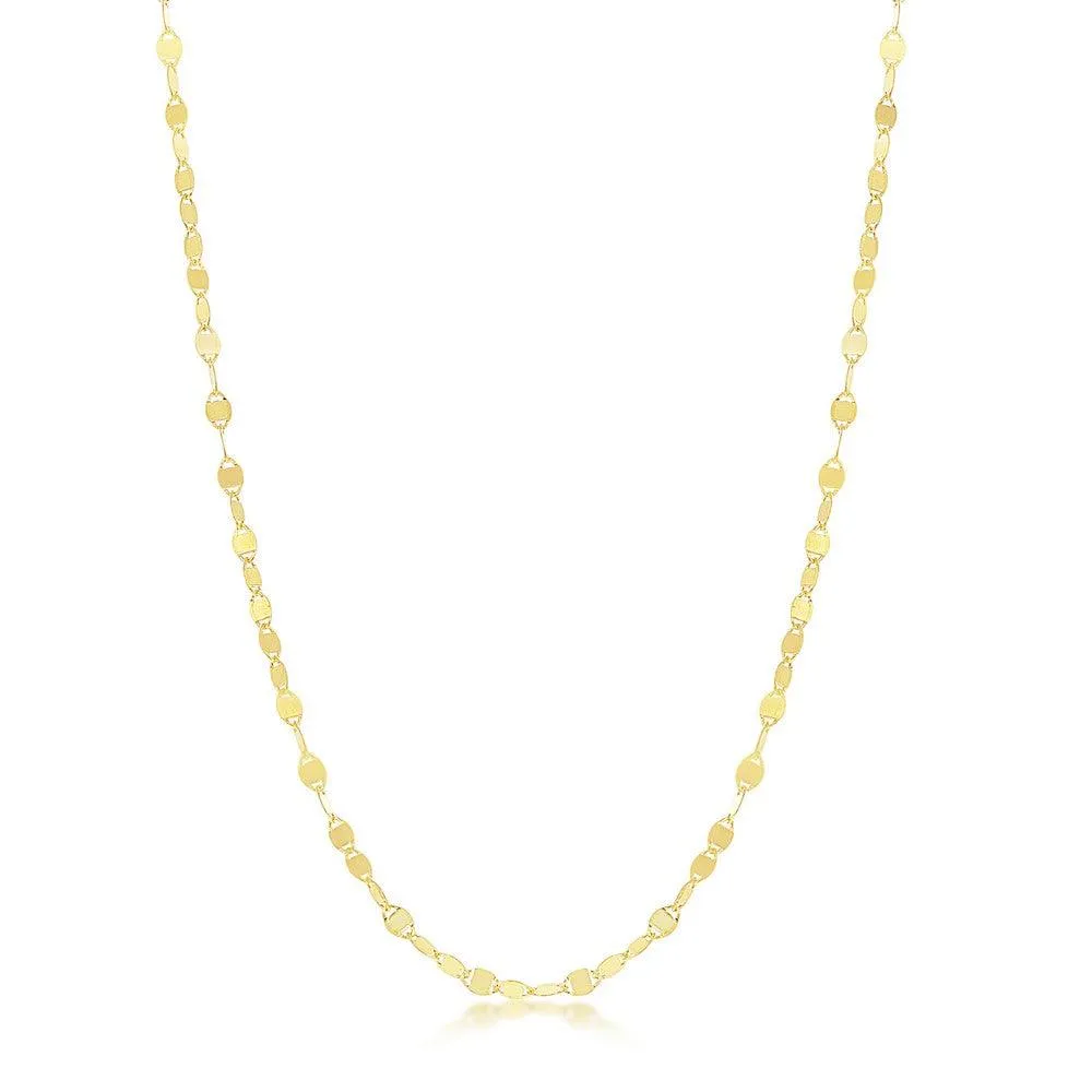 Classic Jewelry Sterling Silver Gold Plated Flat Mirror Oval Chain, 20"