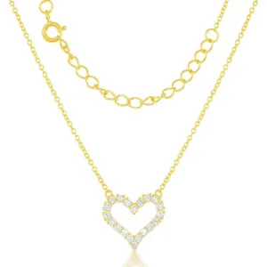 Classic Jewelry Sterling Silver GP Small Open CZ Heart Necklace