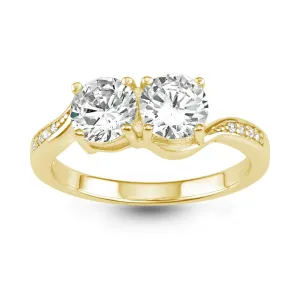 Classic Jewelry Sterling Silver GP Us2gether Round Two-Stone CZ Ring - W-1667