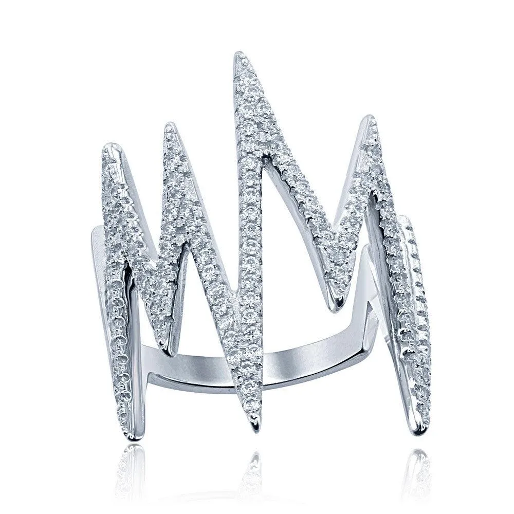 Classic Jewelry Sterling Silver Large Cubic Zirconia Heartbeat Ring, Size 6