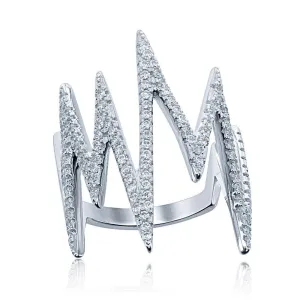 Classic Jewelry Sterling Silver Large Cubic Zirconia Heartbeat Ring, Size 6