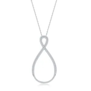 Classic Jewelry Sterling Silver Large Open Pear Shaped Infinity Design Necklace