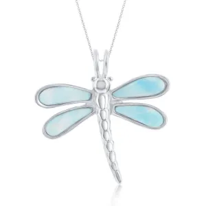 Classic Jewelry Sterling Silver Larimar Dragonfly Pendant