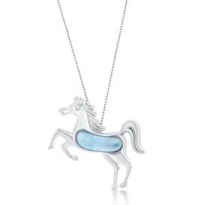 Classic Jewelry Sterling Silver Larimar Horse Pendant