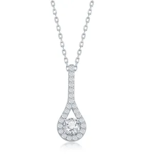 Classic Jewelry Sterling Silver Long Pear Shaped Cubic Zirconia Necklace