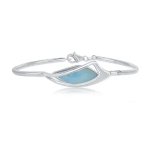 Classic Jewelry Sterling Silver Marquise Shaped Larimar Bangle