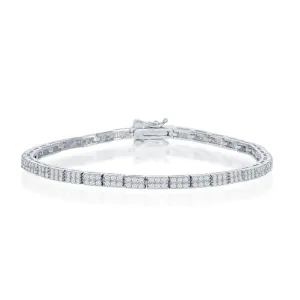 Classic Jewelry Sterling Silver Micro Pave Double Row Link Bracelet, 7.5"