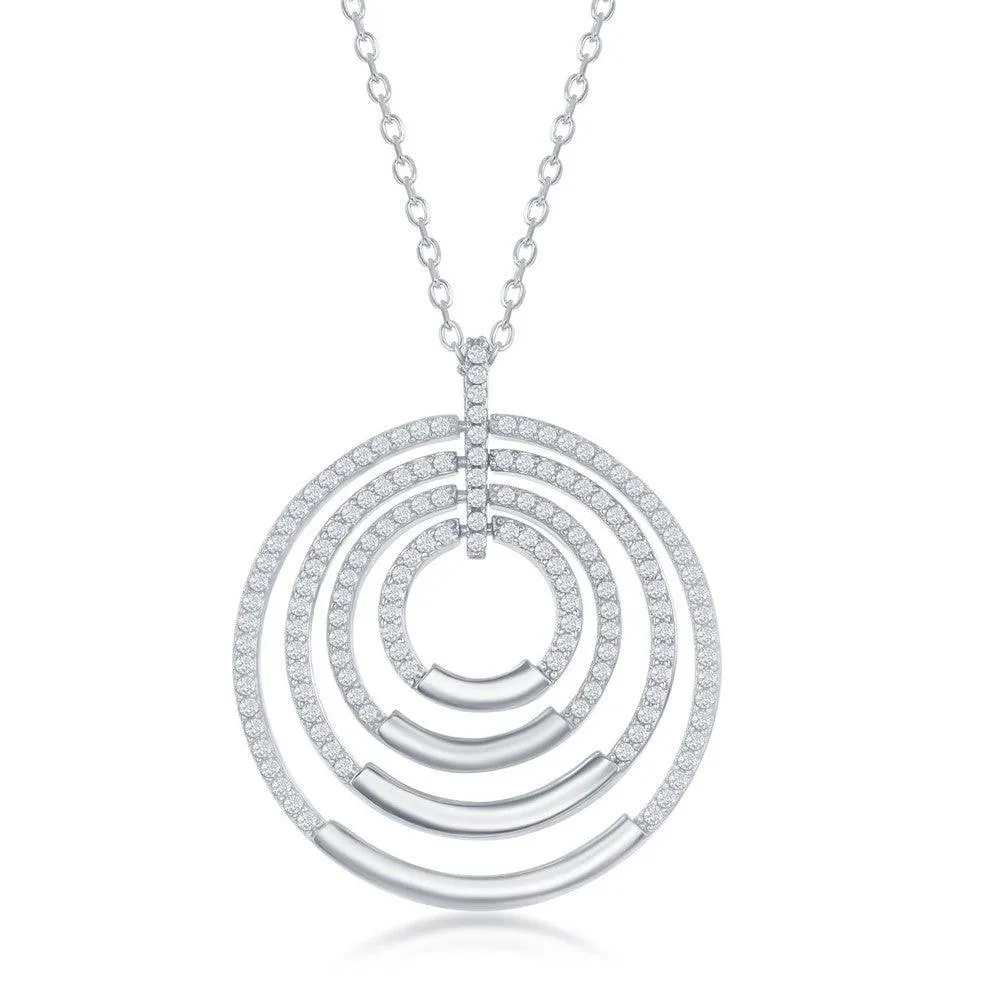 Classic Jewelry Sterling Silver Multi-Circle Cubic Zirconia Necklace
