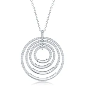 Classic Jewelry Sterling Silver Multi-Circle Cubic Zirconia Necklace