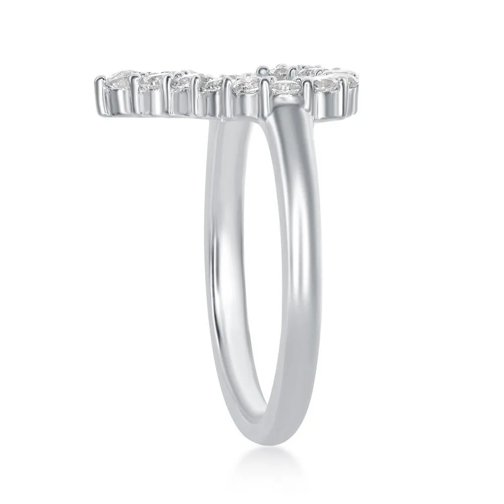 Classic Jewelry Sterling Silver Open Heart Cubic Zirconia Ring - W-1927