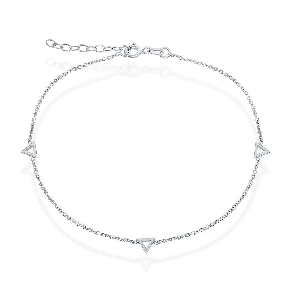 Classic Jewelry Sterling Silver Open Triangle Anklet