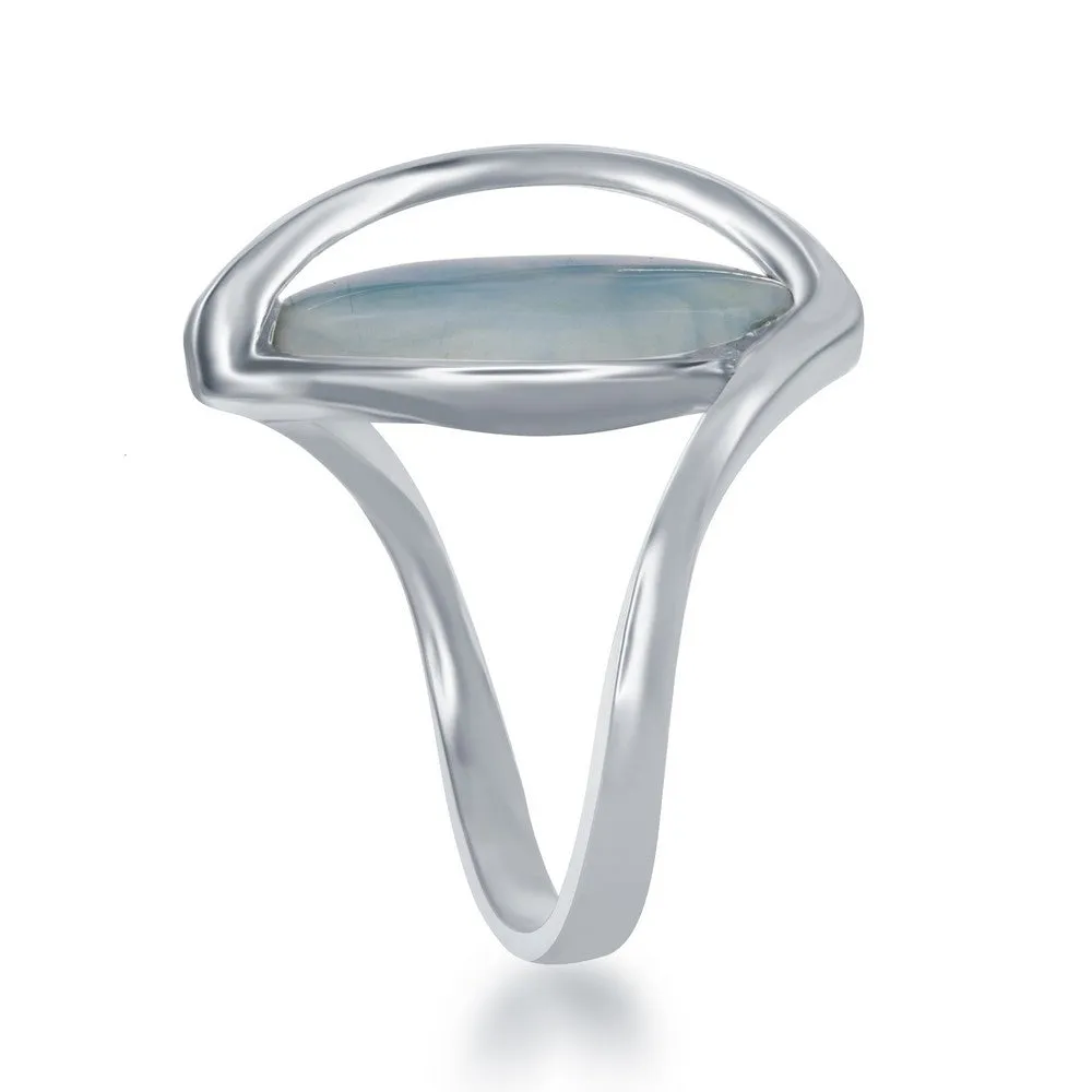 Classic Jewelry Sterling Silver Oval Larimar Twisted Ring, Size 9