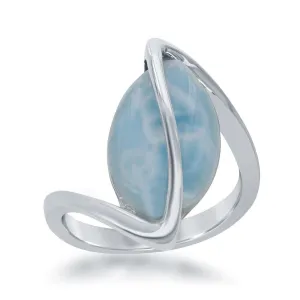 Classic Jewelry Sterling Silver Oval Larimar Twisted Ring, Size 9