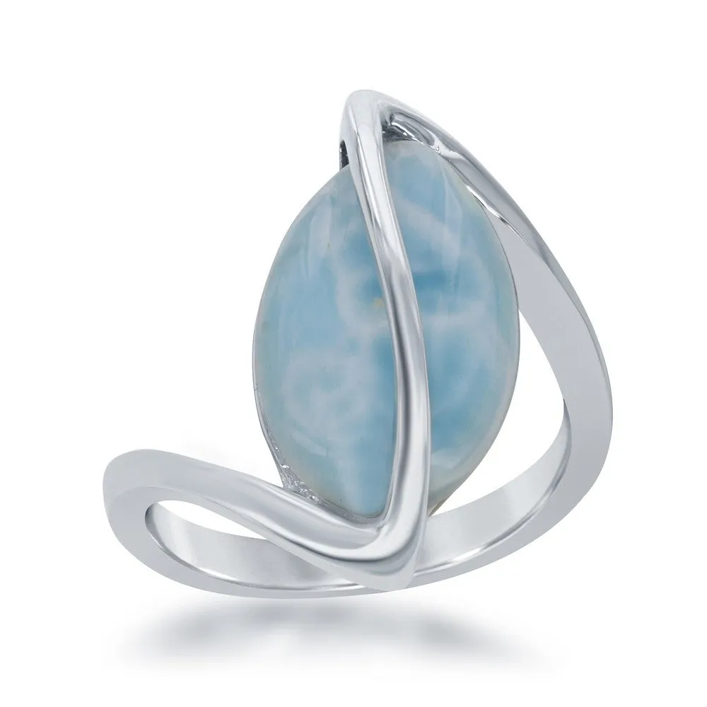 Classic Jewelry Sterling Silver Oval Larimar Twisted Ring, Size 9