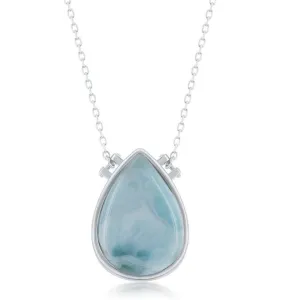 Classic Jewelry Sterling Silver Pear Shaped Larimar Necklace
