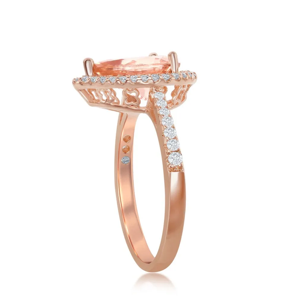 Classic Jewelry Sterling Silver Pear-Shaped Morganite CZ Ring - W-2077