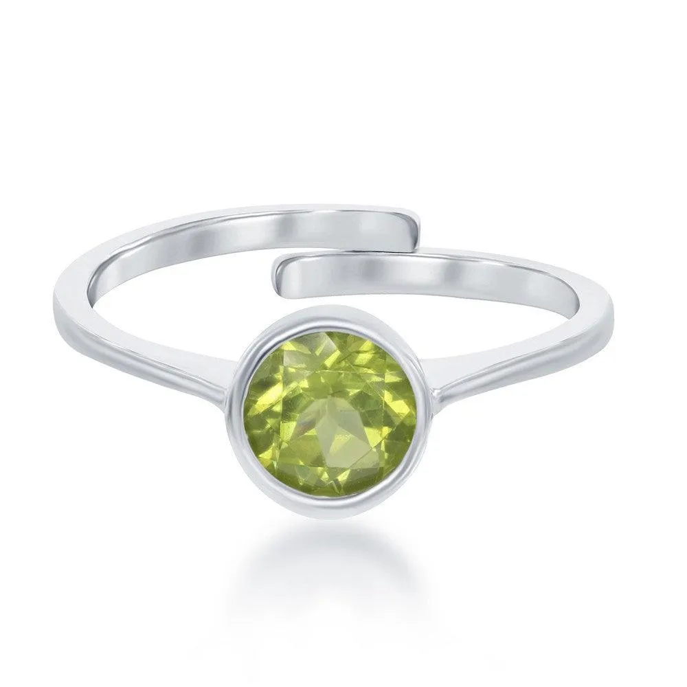 Classic Jewelry Sterling Silver "August" Peridot Bezel Set Ring