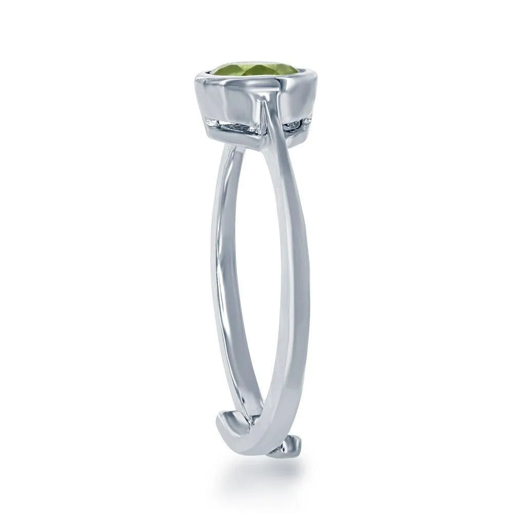 Classic Jewelry Sterling Silver "August" Peridot Bezel Set Ring