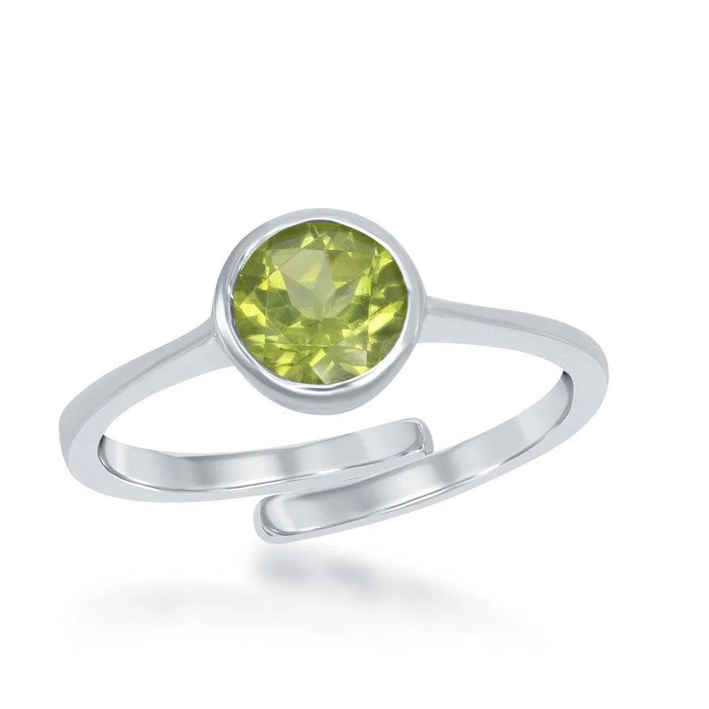 Classic Jewelry Sterling Silver "August" Peridot Bezel Set Ring