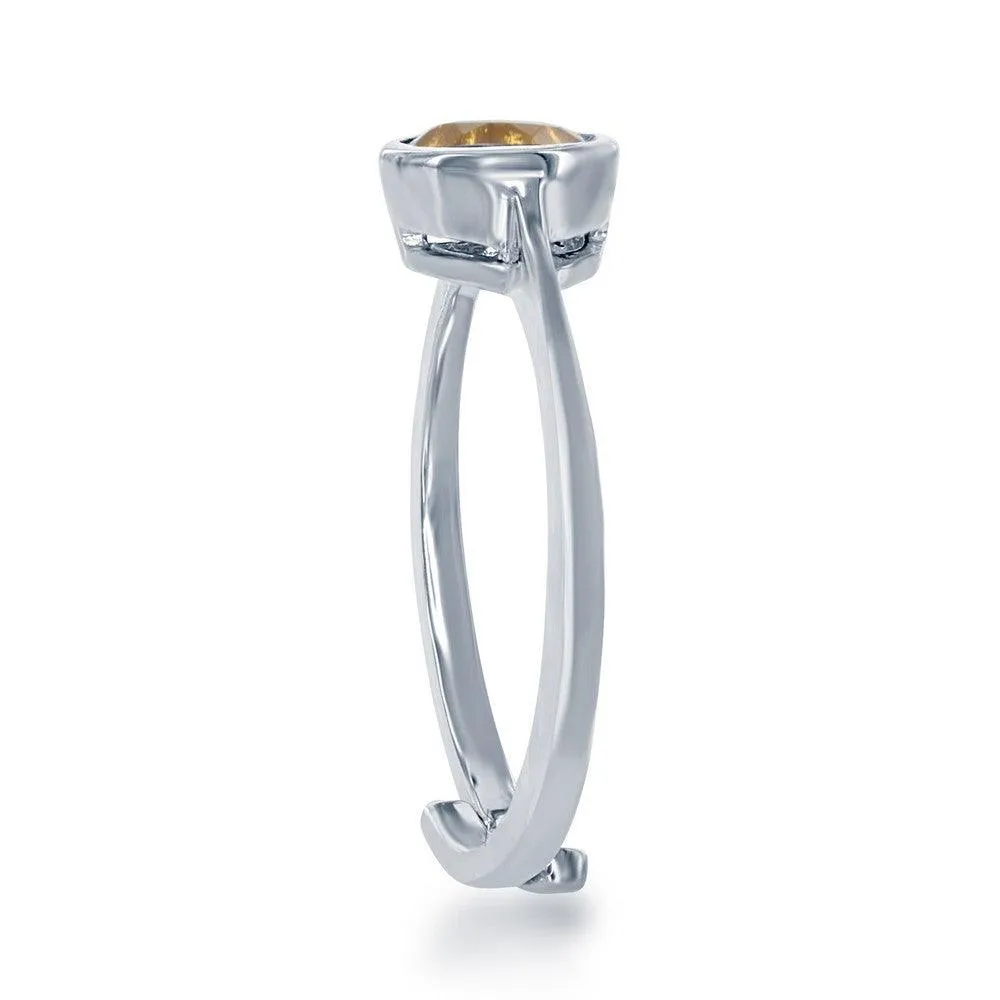 Classic Jewelry Sterling Silver "November" Citrine Bezel Set Ring