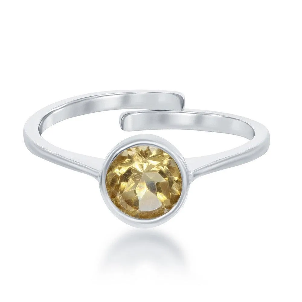 Classic Jewelry Sterling Silver "November" Citrine Bezel Set Ring