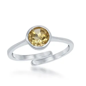 Classic Jewelry Sterling Silver "November" Citrine Bezel Set Ring