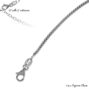 Classic Jewelry Sterling Silver Rhodium Plated 1.5mm Popcorn Chain