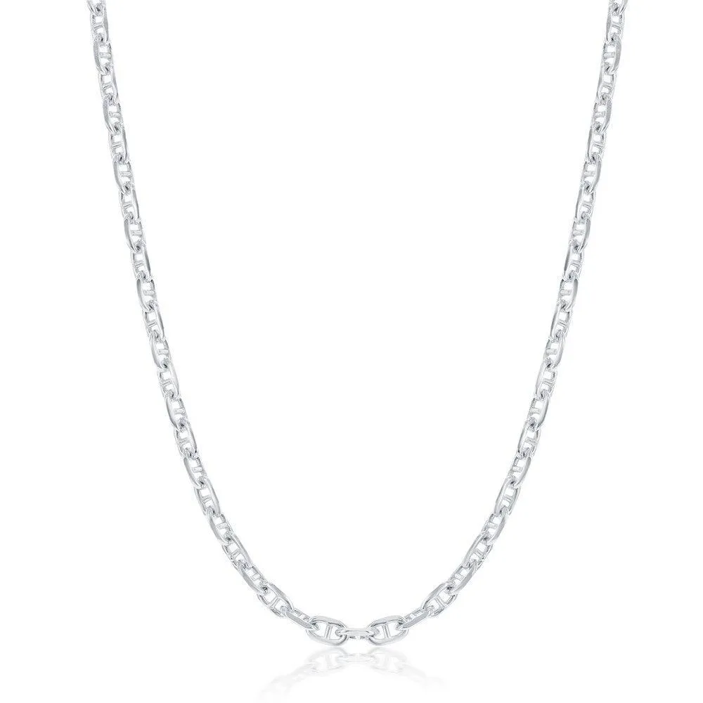 Classic Jewelry Sterling Silver Rhodium Plated 3.6mm Anchor Marina Chain, 18"