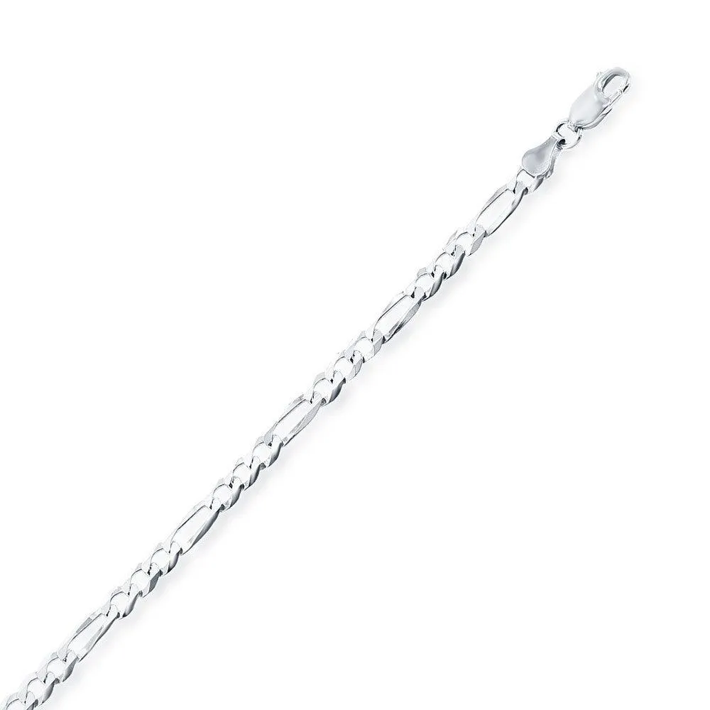 Classic Jewelry Sterling Silver Rhodium Plated 4.2mm Figaro Chain, 24"
